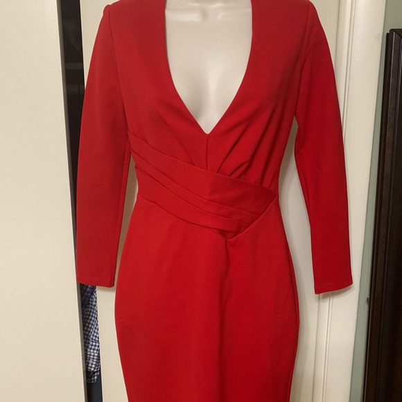 Long Sleeve Dress with Deep Vee - Picture 2 of 3